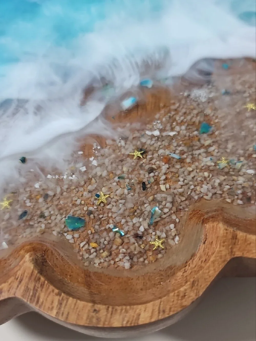 Lazy Susan Wood -Handcrafted Blue Ocean With Epoxy Resin